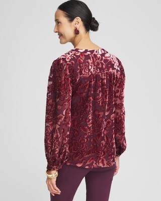 Velvet Blouson Sleeve Blouse click to view larger image.