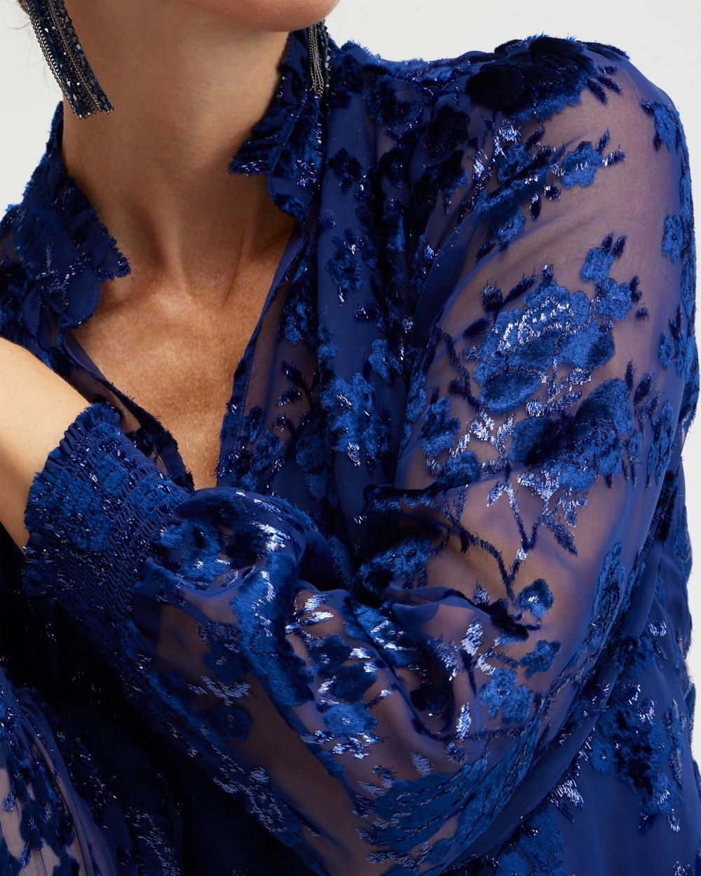 Velvet Burnout Scroll Print Shirt