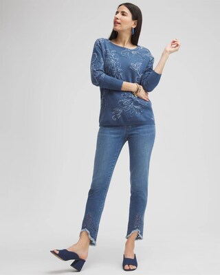 Eyelet Tulip Hem Pull-on Ankle Jeggings click to view larger image.