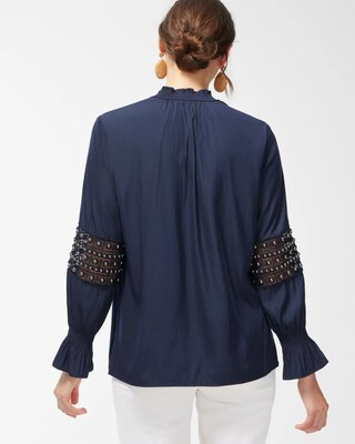 Mesh Inset Popover Blouse