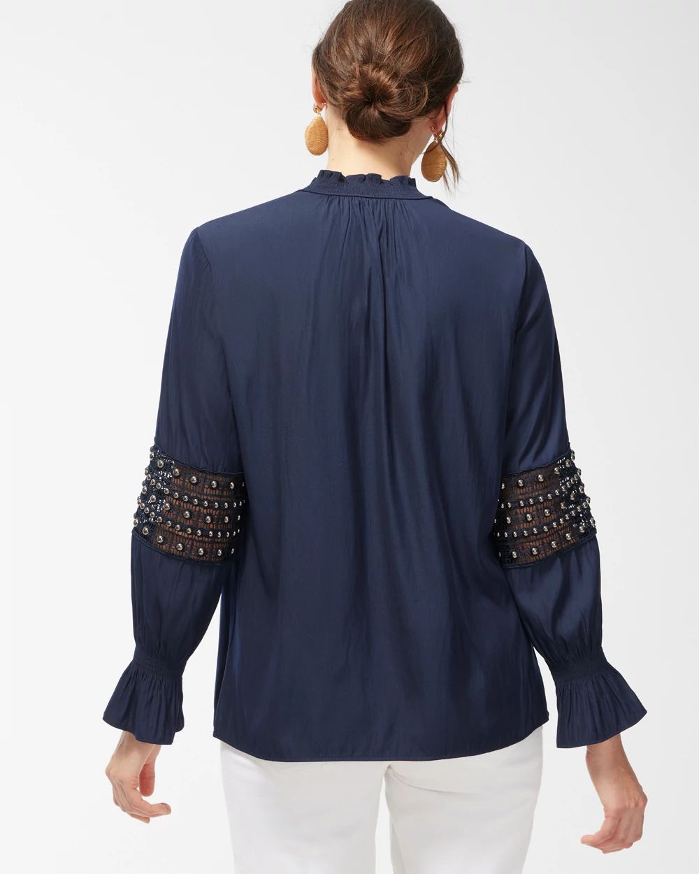 Mesh Inset Popover Blouse