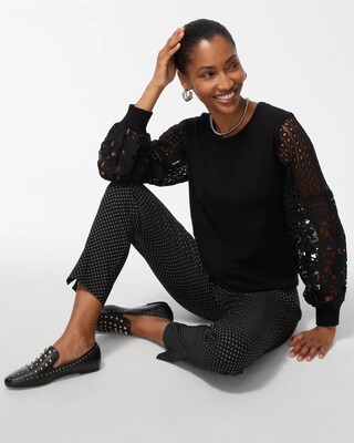 Cutwork Sleeve Pullover Sweater