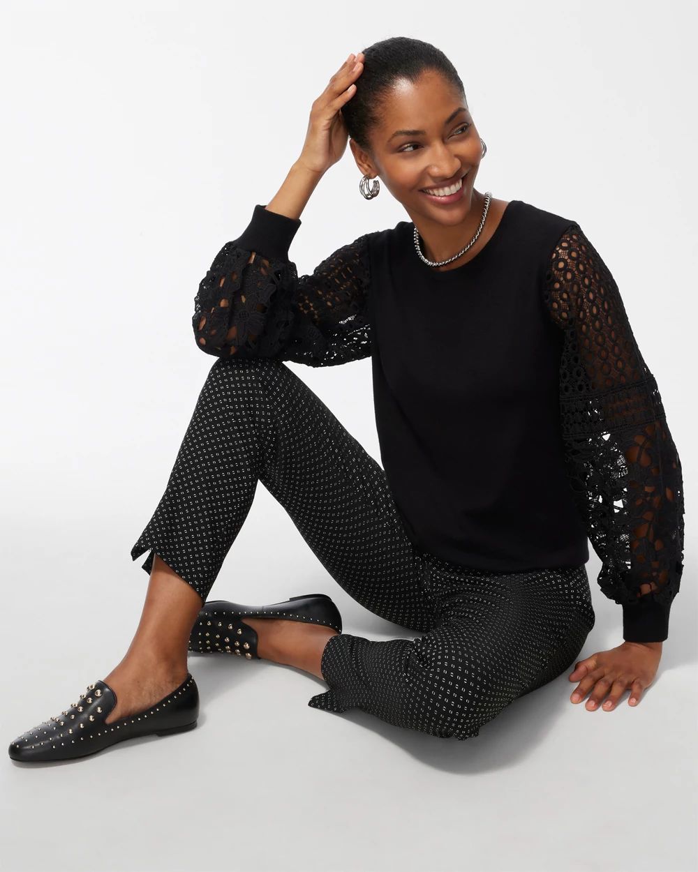 Cutwork Sleeve Pullover Sweater
