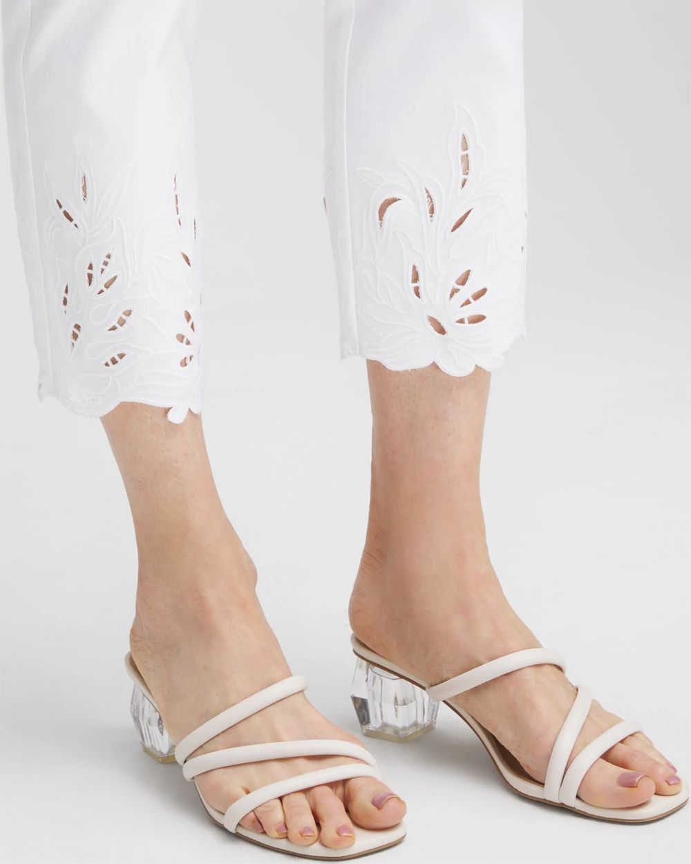 Petite Brigitte Embroidered Slim Cropped Pants