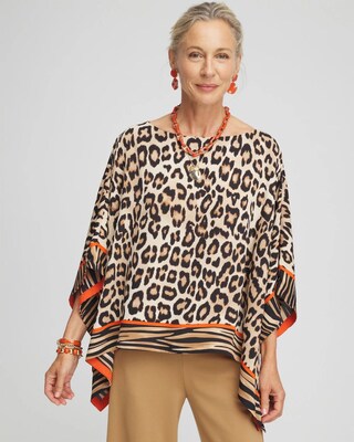 Mixed Animal Print Poncho