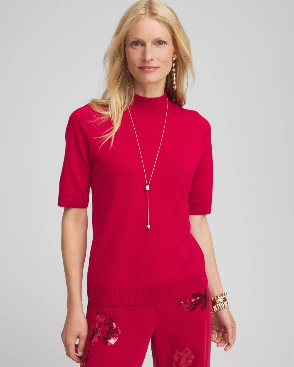 Ella Elbow Sleeve Mockneck Sweater