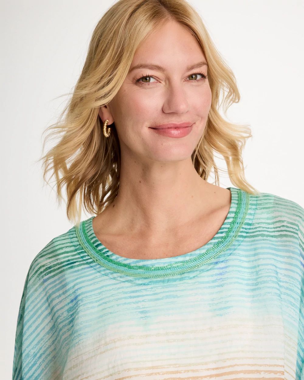 Ombre Coastal Printed Poncho click to view larger image.