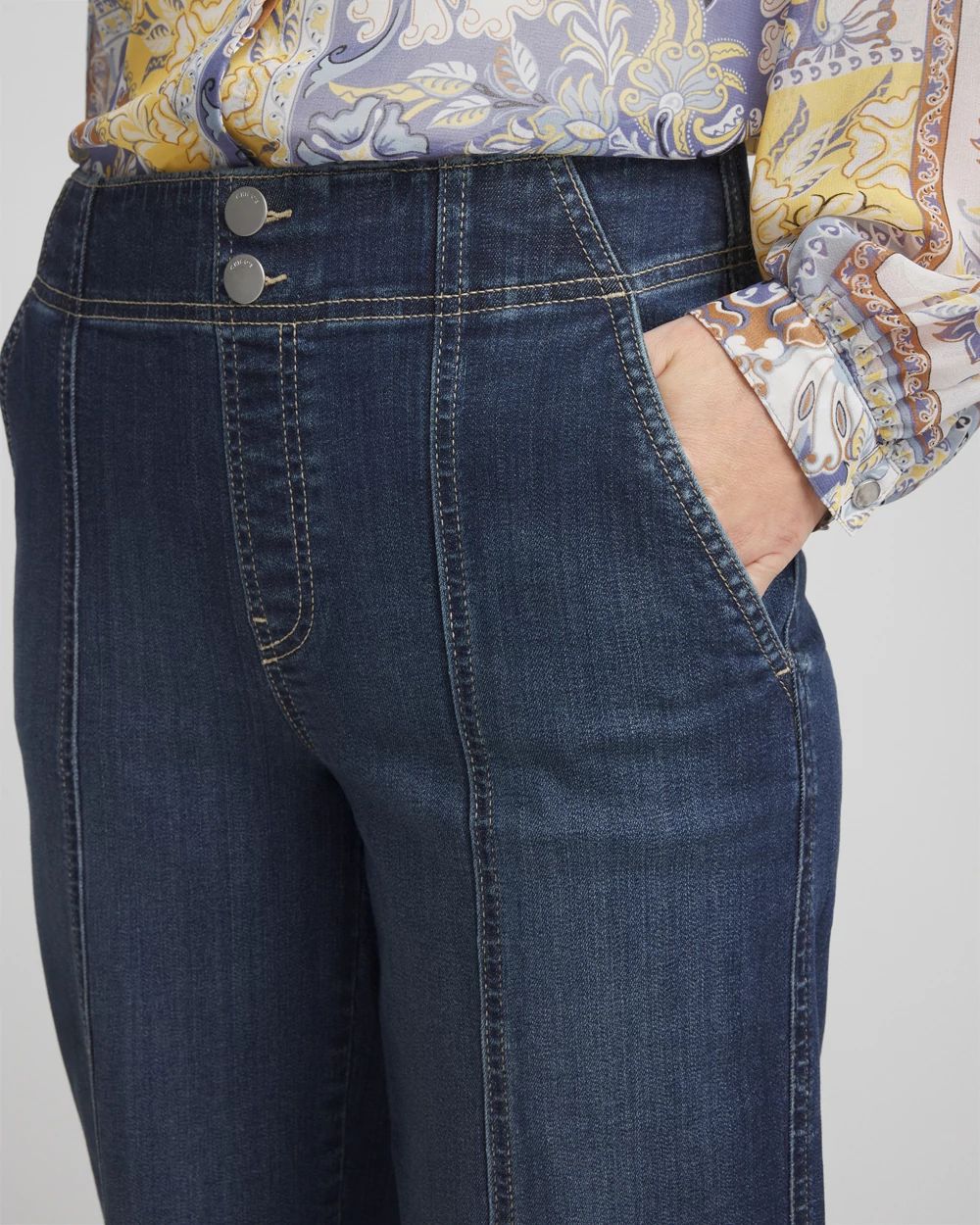 Pull-On Wide-Leg Jeans