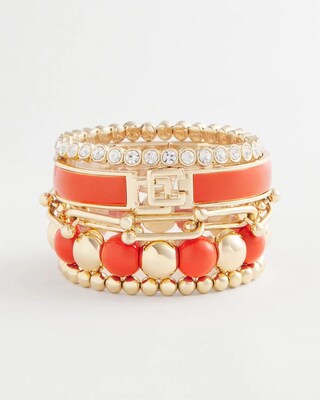 Orange Beaded Stretch Bracelet
