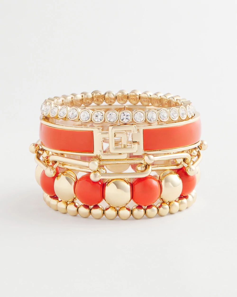 Orange Beaded Stretch Bracelet