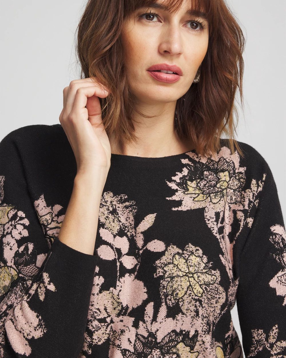 Foil Dolman-Sleeve Sweater