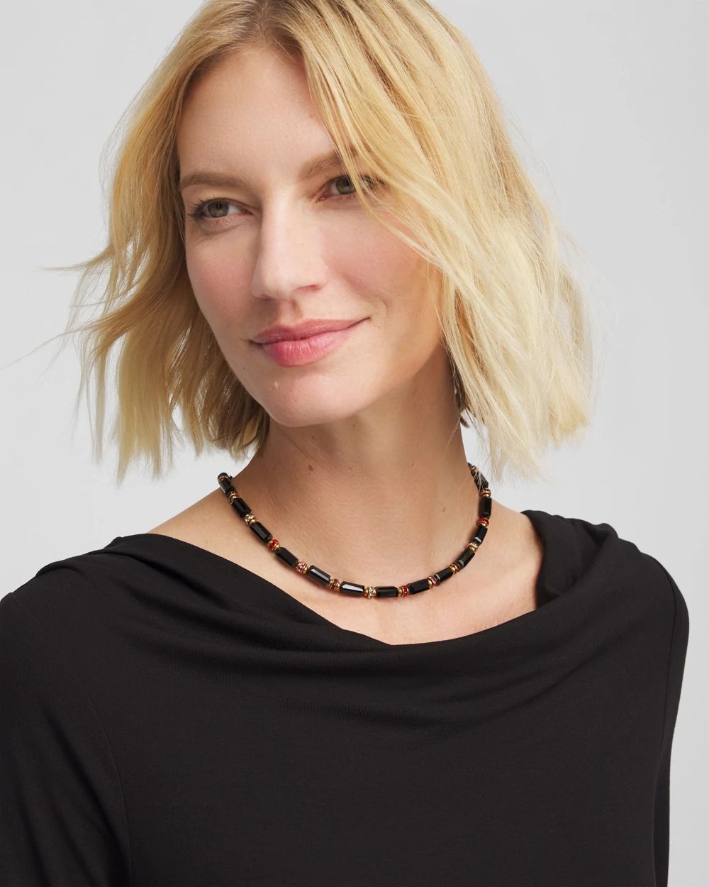 Art Deco Bar Bead Short Necklace click to view larger image.