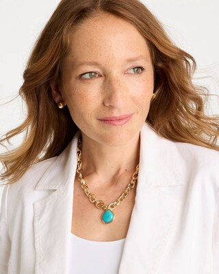 Double-Strand Blue Pendant Necklace click to view larger image.