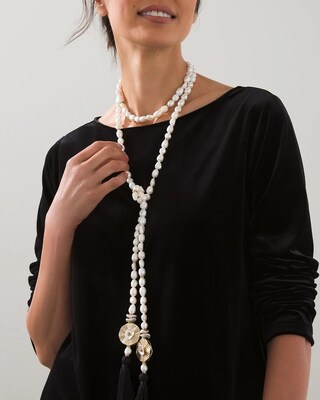 Pearl Tassel Lariat Necklace