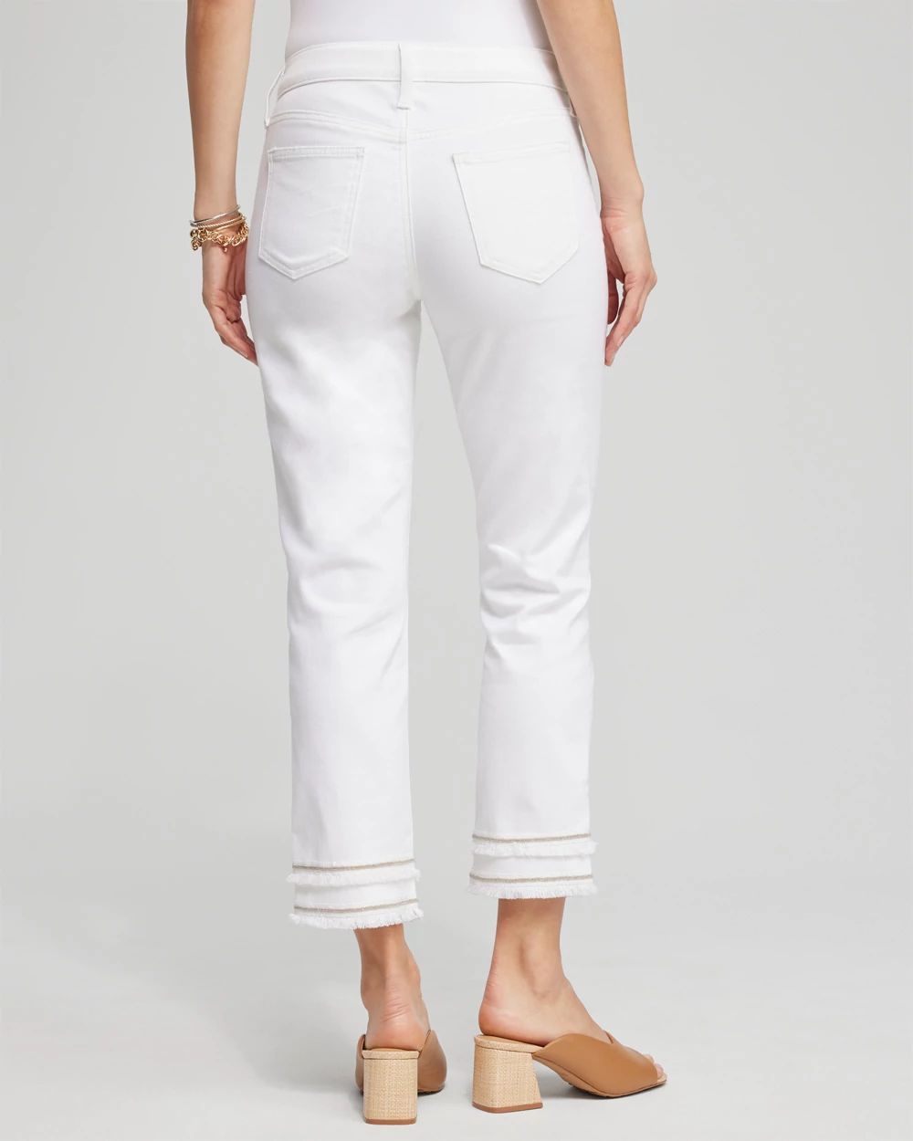 No Stain Girlfriend Embellished Hem Cropped Jeans