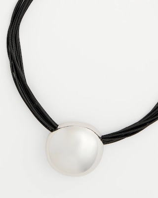 Silver Pendant Cord Necklace click to view larger image.