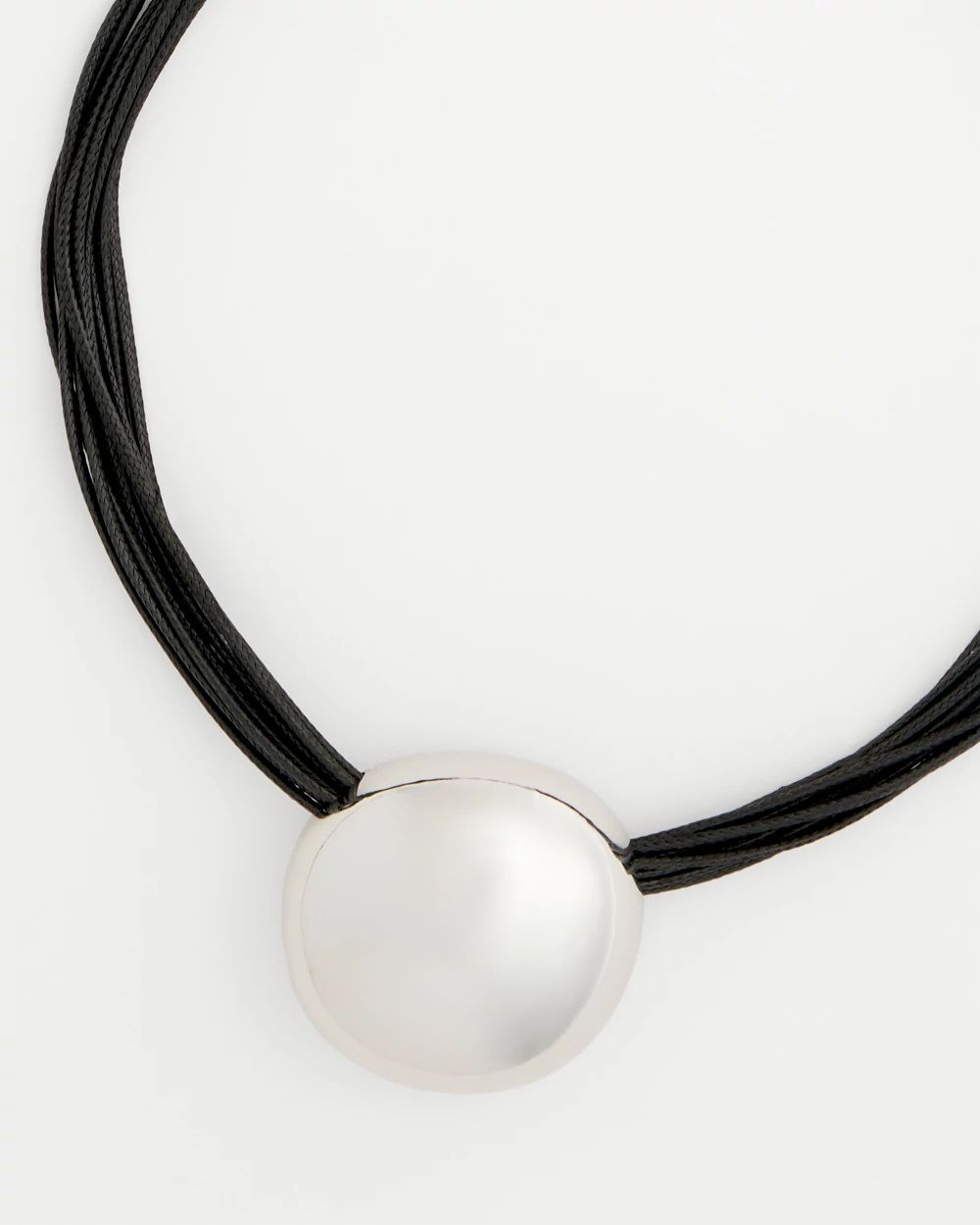 Silver Pendant Cord Necklace