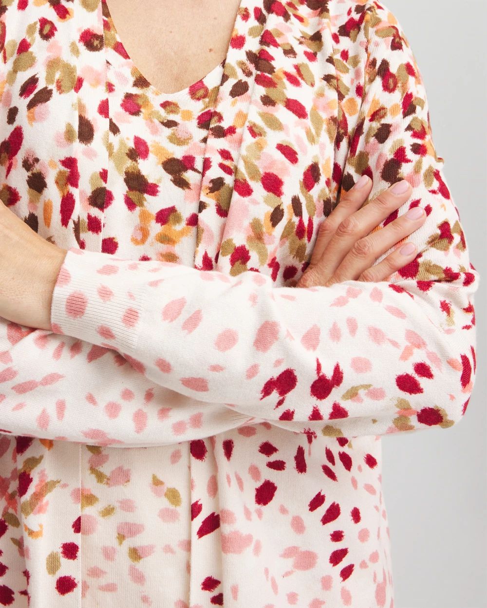 Ombré Printed V-Neck Cardigan
