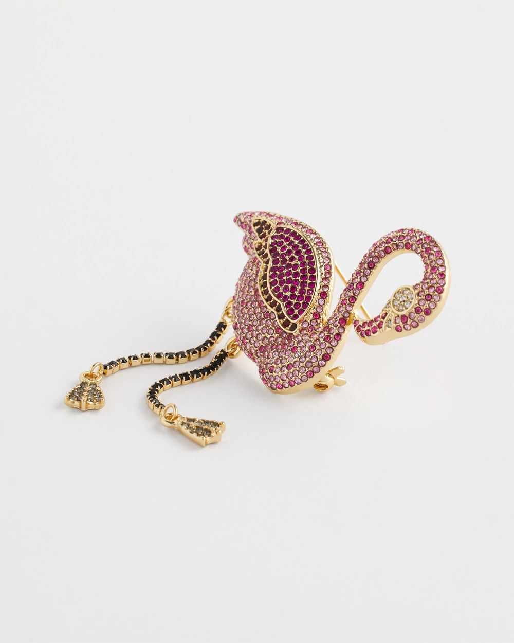 Pink Diamond-Effect Flamingo Brooch