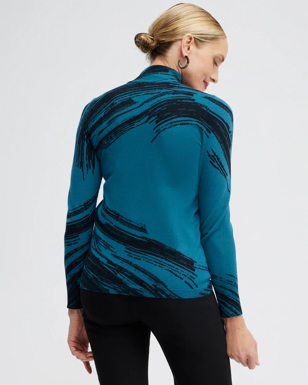 Abstract Print Turtleneck Sweater