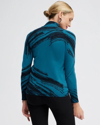 Abstract Print Turtleneck Sweater
