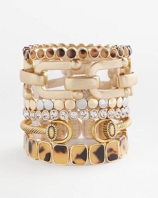 Tortoise Goldtone Round Stretch Bracelet click to view larger image.