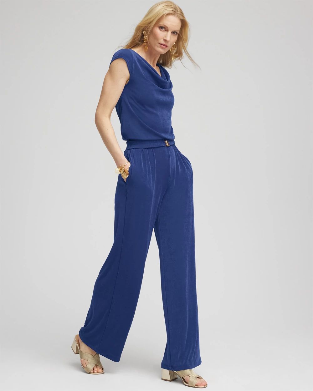 Travelers™ Cowl-Neck Belted Jumpsuit