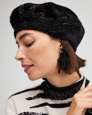 Embellished Faux Fur Beret