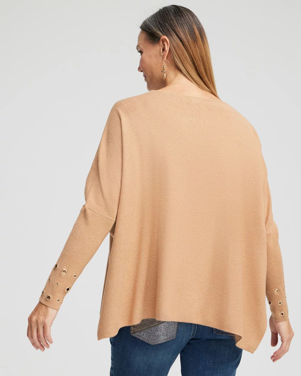 Grommet Detail Sweater Poncho
