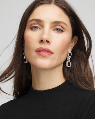 Black Square Drop Earrings click to view larger image.