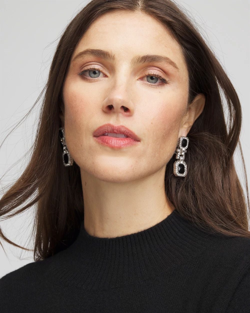 Black Square Drop Earrings