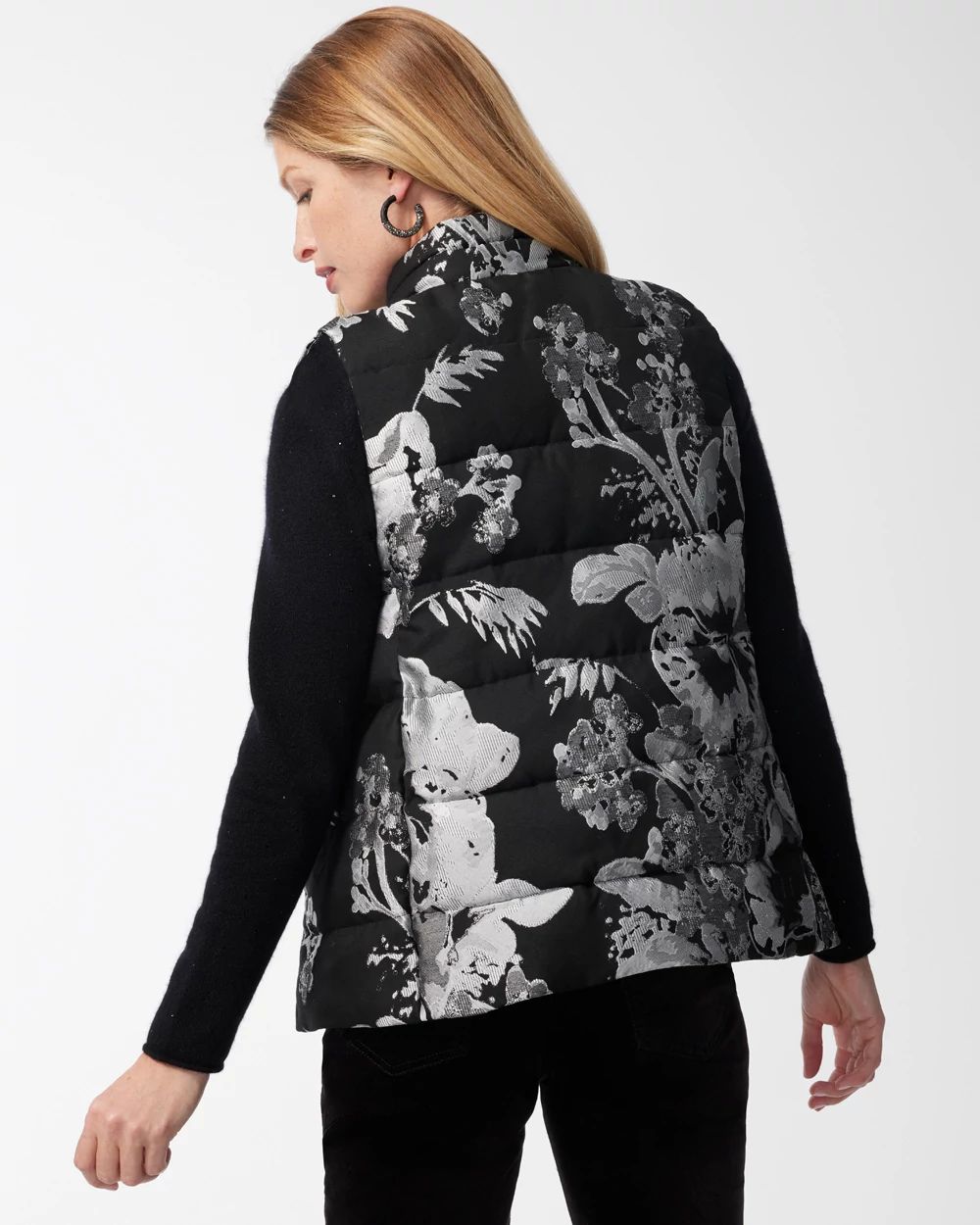 Applique Jacquard Puffer Vest
