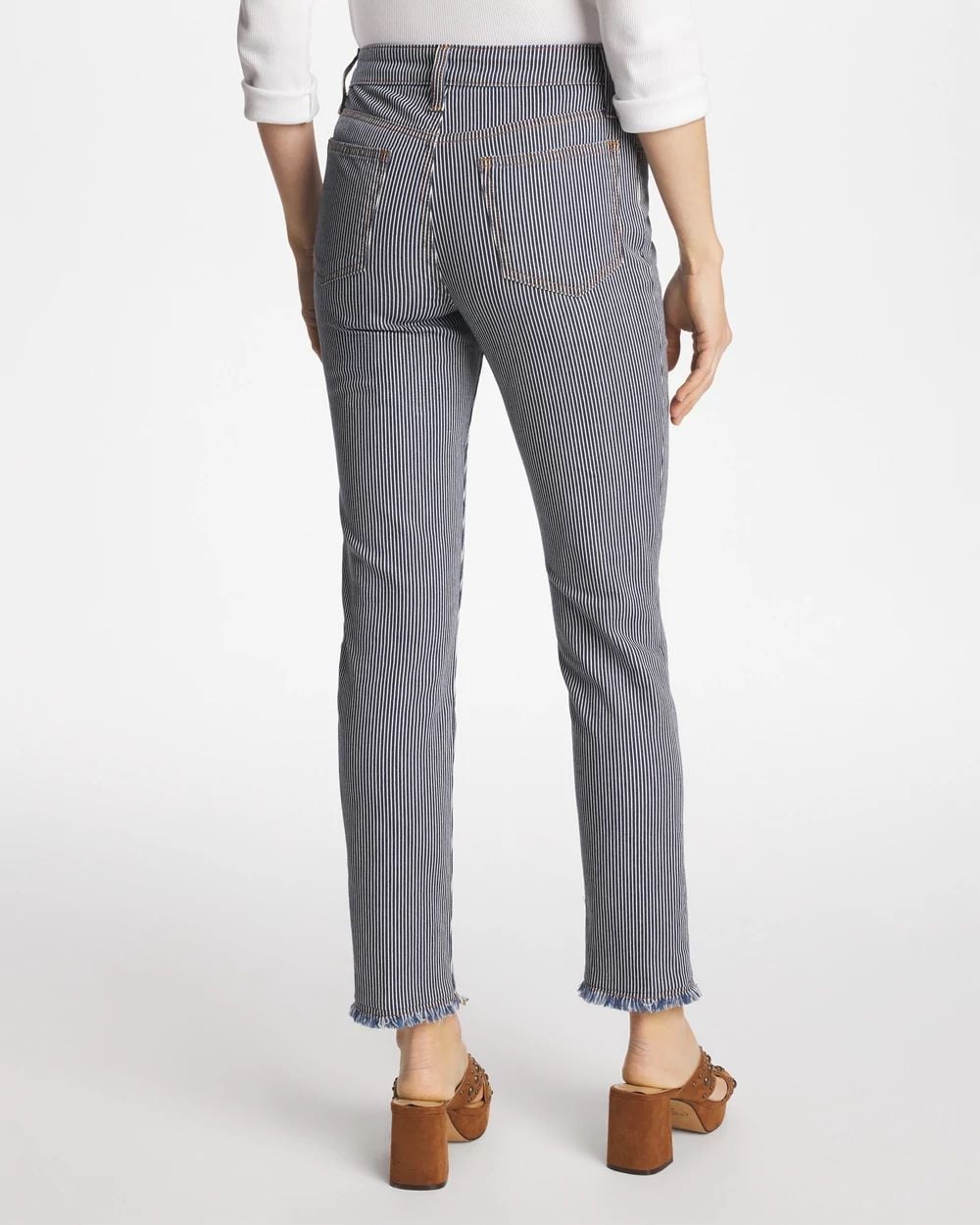 Petite Pinnacle Stripe Girlfriend Ankle Jeans