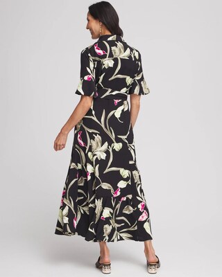 Elbow-sleeve Tiered Maxi Dress click to view larger image.