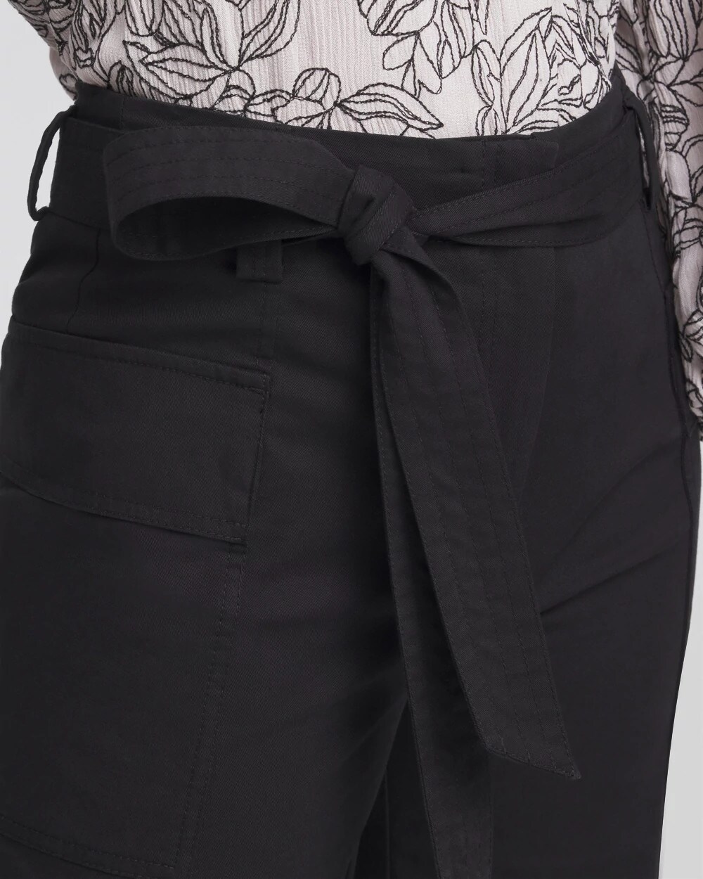 Belted Twill Utility Cropped Pants