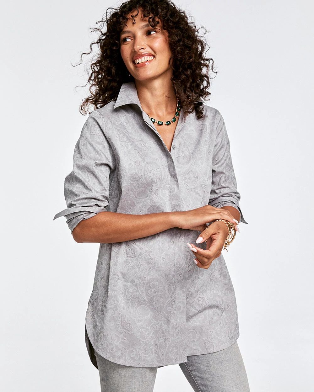 No Iron™ Lace Jacquard Stretch Tunic