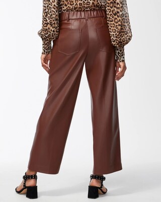 Faux Leather Wide Leg Cropped Pants