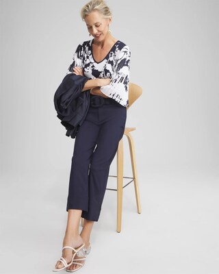 Trapunto Wide Leg Cropped Pants click to view larger image.