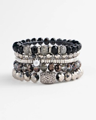 Set of Five Hematite Stretch Bracelets