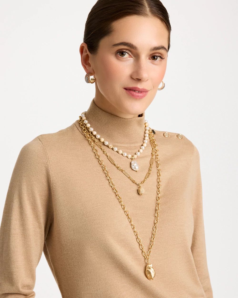 Convertible Faux Pearl Multi-Strand Necklace click to view larger image.