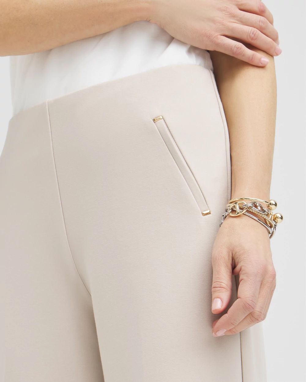 Petite Juliet Ponte Wide Leg Cropped Pants