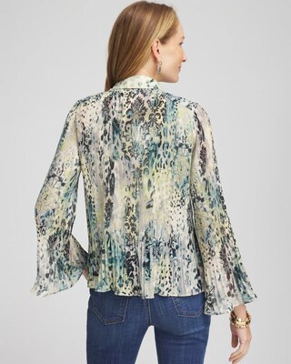 Animal Print Pleated Blouse click to view larger image.