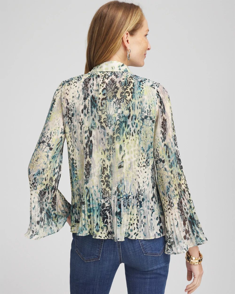 Animal Print Pleated Blouse