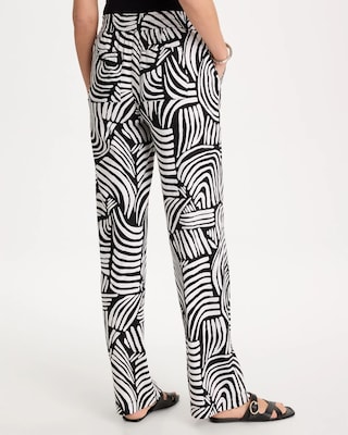 Geo Pull-On Wide-Leg Linen Pants click to view larger image.