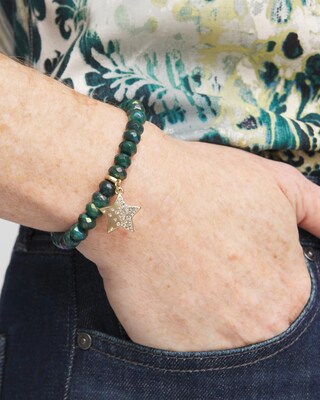 Jade Green Beaded Charm Bracelet