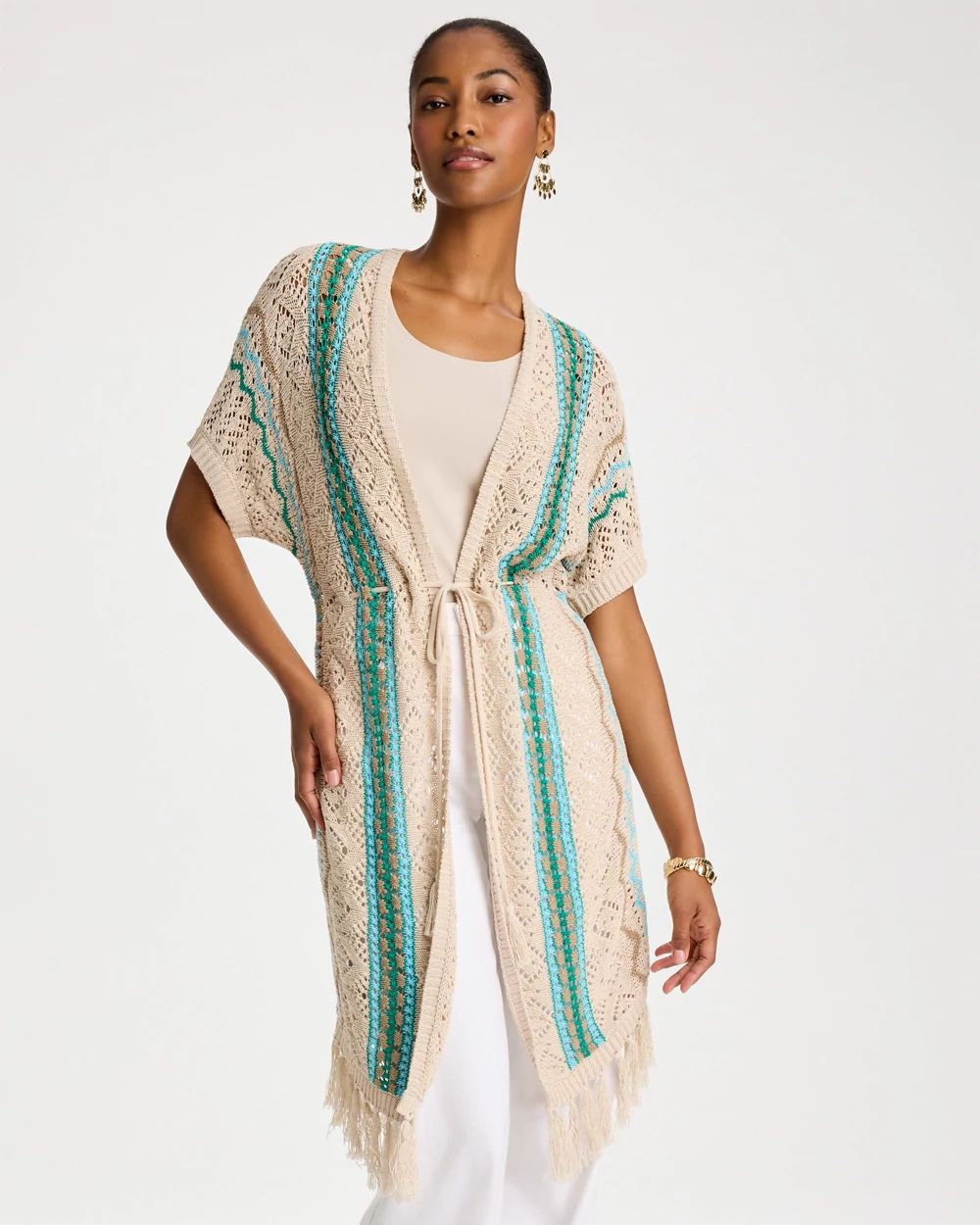 Rainbow Crochet Pointelle Vest