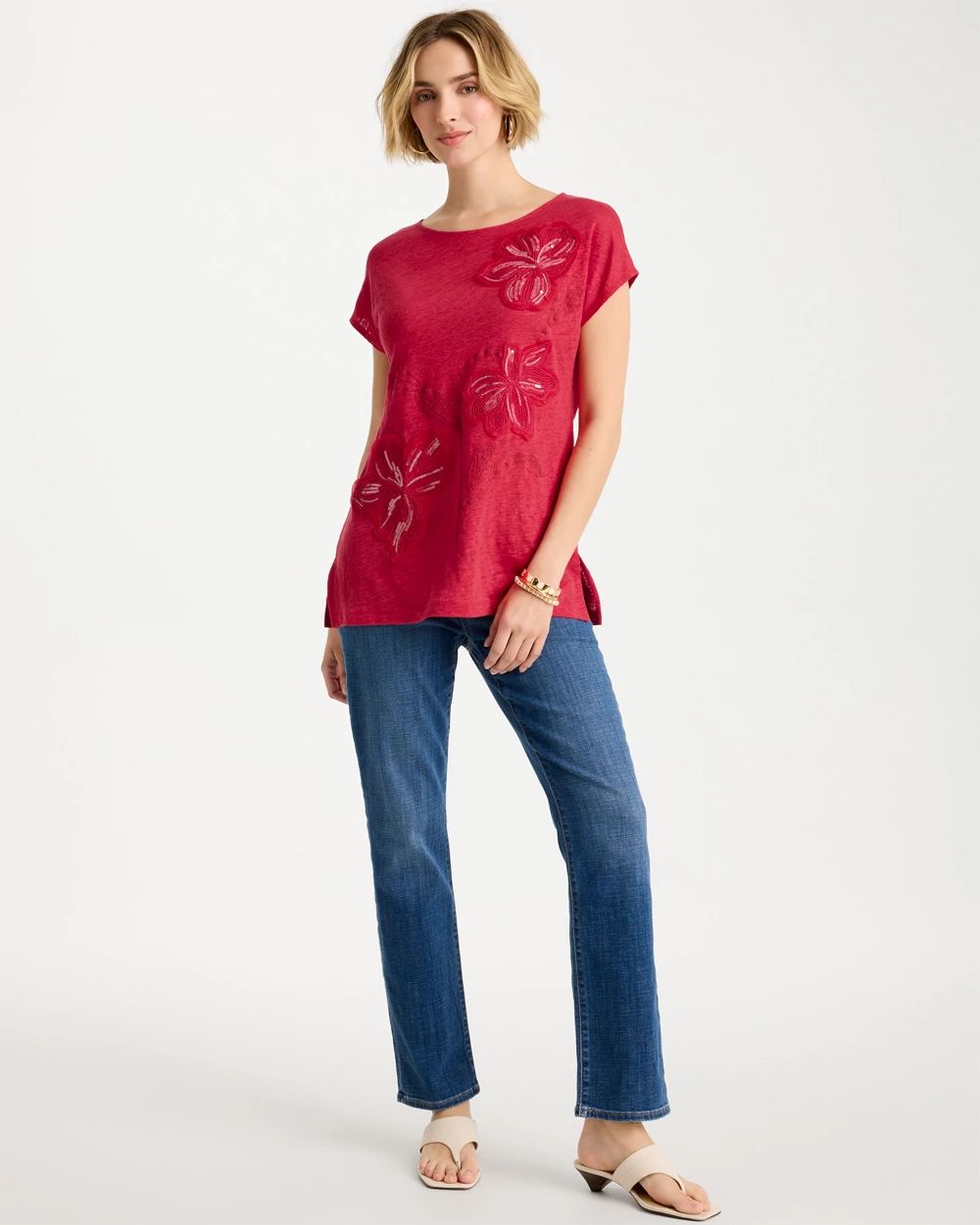 Linen Embellished Sequin Tunic click to view larger image.