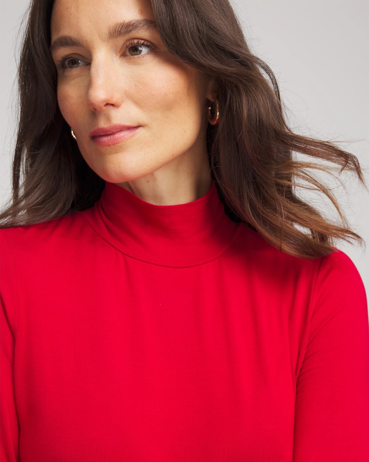 Chico's Touch Of Cool Mockneck Layering Tee In Carmine Red In Red
