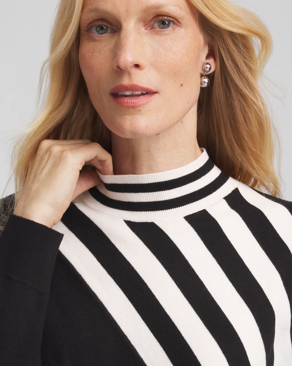 Zenergy® Luxe Cashmere Blend Striped Sweater click to view larger image.