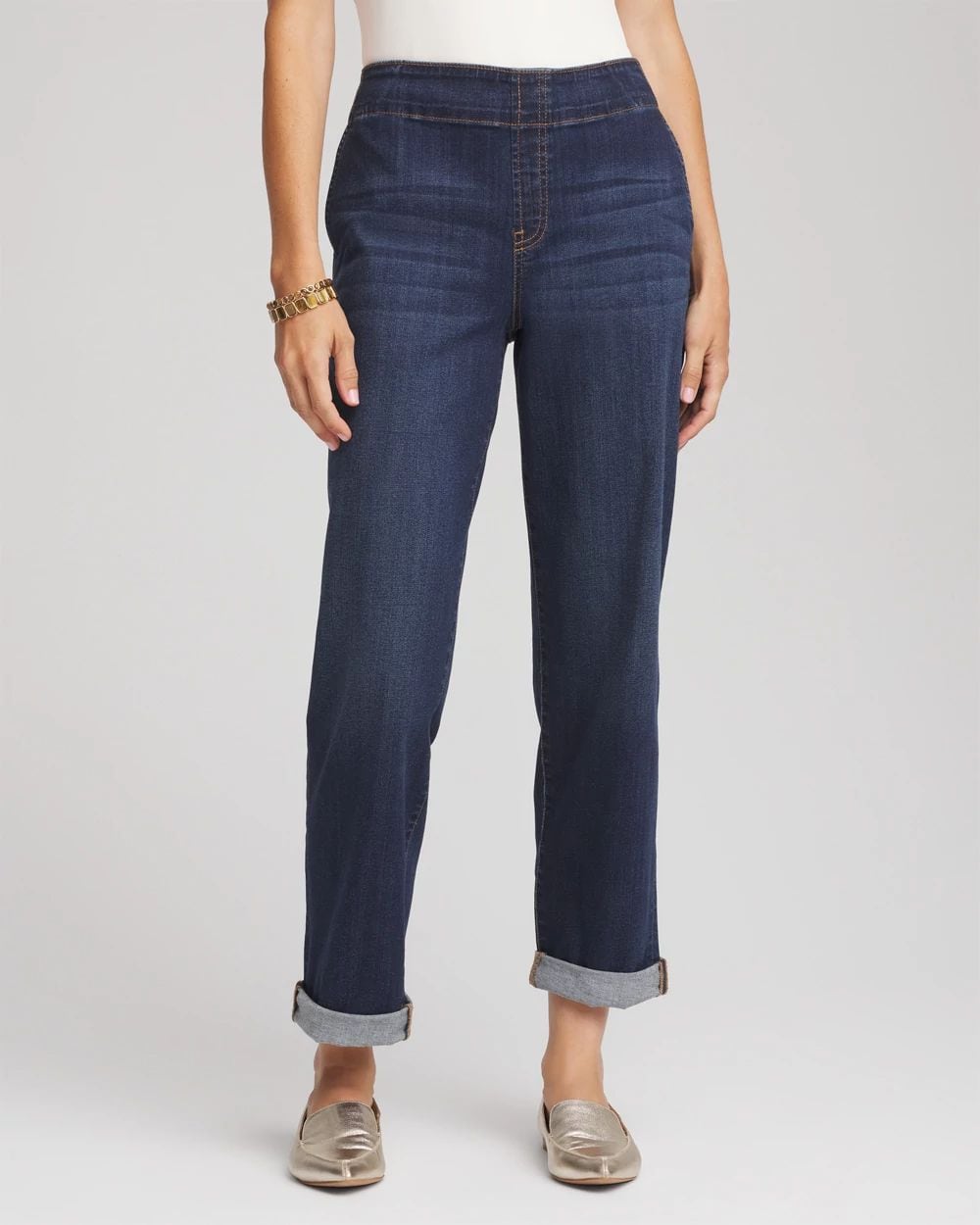 Pull-On Boyfriend Cropped Jeans